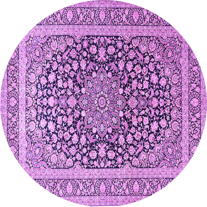 Round Medallion Purple Traditional Rug, tr1076pur