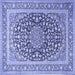 Square Medallion Blue Traditional Rug, tr1076blu