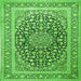 Round Machine Washable Medallion Green Traditional Area Rugs, wshtr1076grn