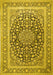 Machine Washable Medallion Yellow Traditional Rug, wshtr1076yw