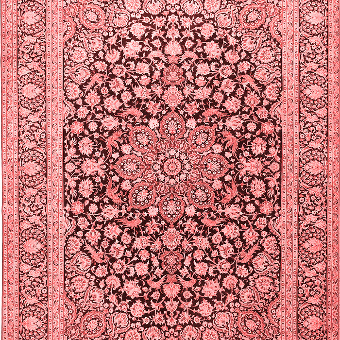 Machine Washable Medallion Red Traditional Rug, wshtr1076red