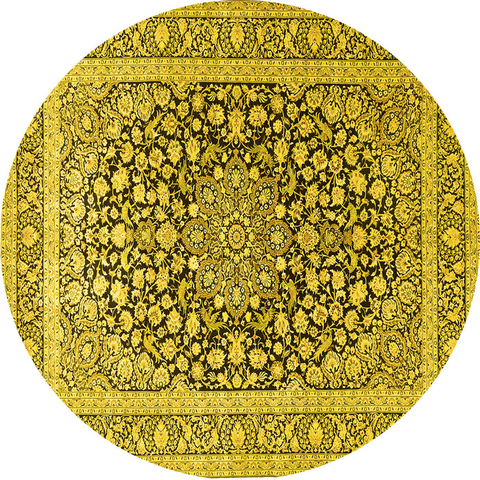 Round Medallion Yellow Traditional Rug, tr1076yw