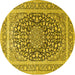 Round Medallion Yellow Traditional Rug, tr1076yw