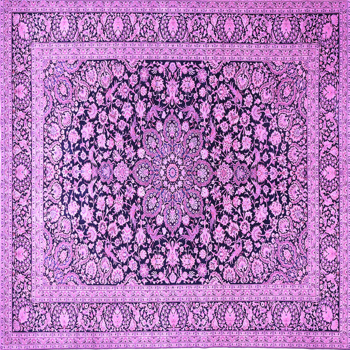 Square Machine Washable Medallion Purple Traditional Area Rugs, wshtr1076pur