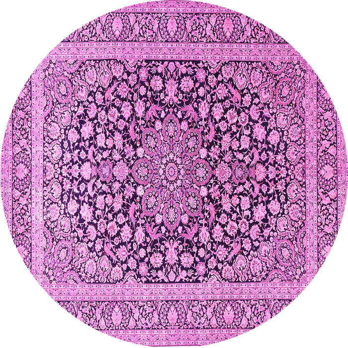 Round Medallion Pink Traditional Rug, tr1076pnk