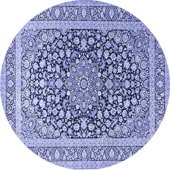 Round Medallion Blue Traditional Rug, tr1076blu