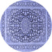 Round Medallion Blue Traditional Rug, tr1076blu