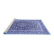 Sideview of Machine Washable Medallion Blue Traditional Rug, wshtr1076blu