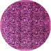 Round Machine Washable Persian Pink Traditional Rug, wshtr1077pnk