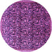 Round Machine Washable Persian Purple Traditional Area Rugs, wshtr1077pur