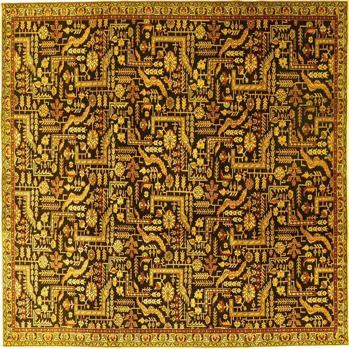 Square Persian Yellow Traditional Rug, tr1077yw