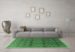 Machine Washable Persian Emerald Green Traditional Area Rugs in a Living Room,, wshtr1077emgrn