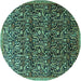 Round Machine Washable Persian Turquoise Traditional Area Rugs, wshtr1077turq