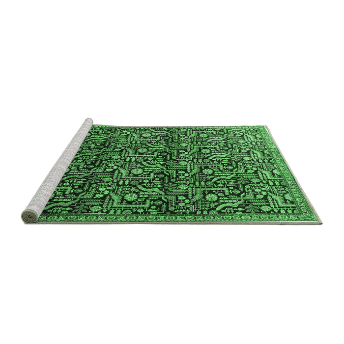 Sideview of Machine Washable Persian Emerald Green Traditional Area Rugs, wshtr1077emgrn