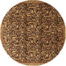 Round Machine Washable Persian Brown Traditional Rug, wshtr1077brn