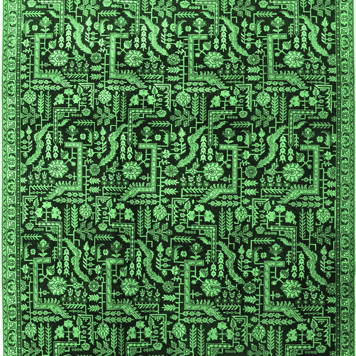 Machine Washable Persian Emerald Green Traditional Area Rugs, wshtr1077emgrn