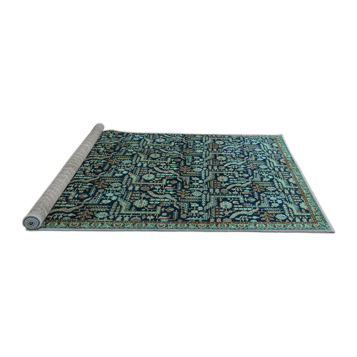 Sideview of Machine Washable Persian Light Blue Traditional Rug, wshtr1077lblu