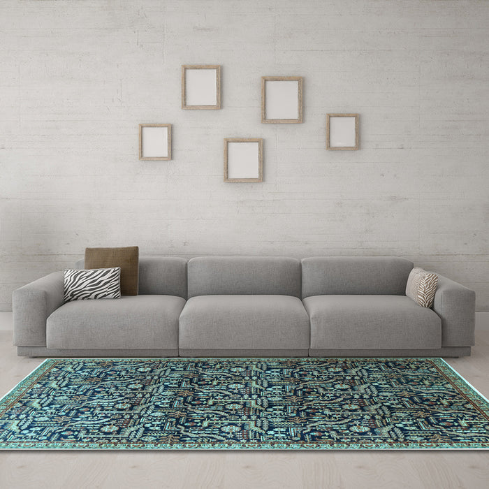 Machine Washable Persian Light Blue Traditional Rug in a Living Room, wshtr1077lblu