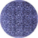 Round Machine Washable Persian Blue Traditional Rug, wshtr1077blu