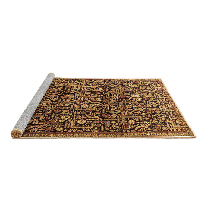 Sideview of Machine Washable Persian Brown Traditional Rug, wshtr1077brn