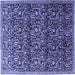 Square Machine Washable Persian Blue Traditional Rug, wshtr1077blu