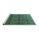 Sideview of Machine Washable Persian Turquoise Traditional Area Rugs, wshtr1077turq