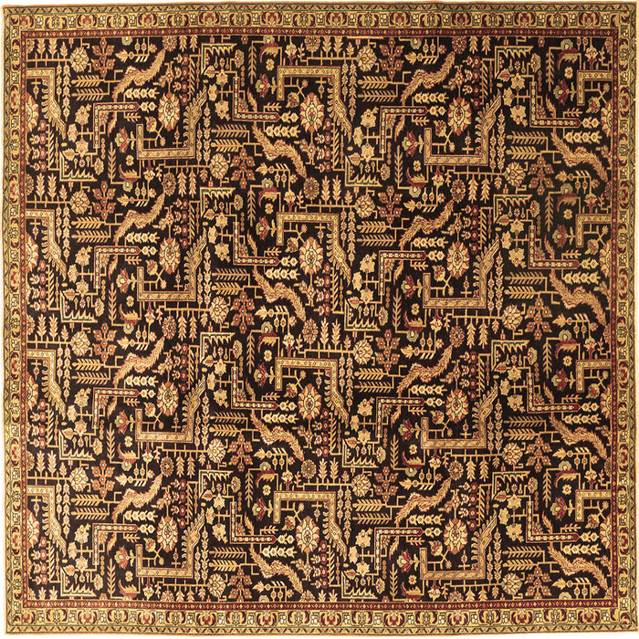Square Machine Washable Persian Brown Traditional Rug, wshtr1077brn