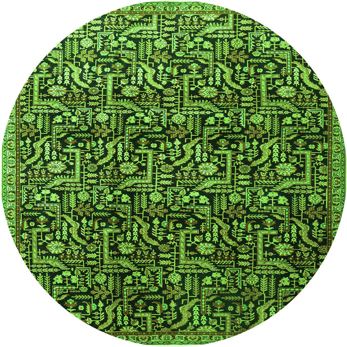 Square Persian Green Traditional Rug, tr1077grn