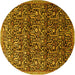 Round Persian Yellow Traditional Rug, tr1077yw