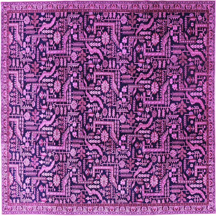 Square Machine Washable Persian Purple Traditional Area Rugs, wshtr1077pur