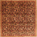 Round Machine Washable Persian Orange Traditional Area Rugs, wshtr1077org