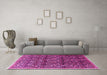 Machine Washable Persian Pink Traditional Rug in a Living Room, wshtr1077pnk