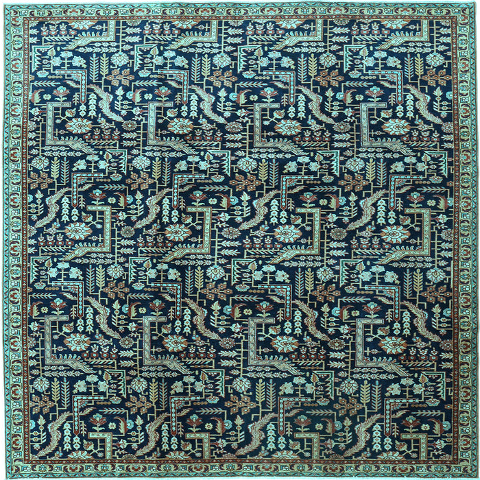 Square Machine Washable Persian Light Blue Traditional Rug, wshtr1077lblu
