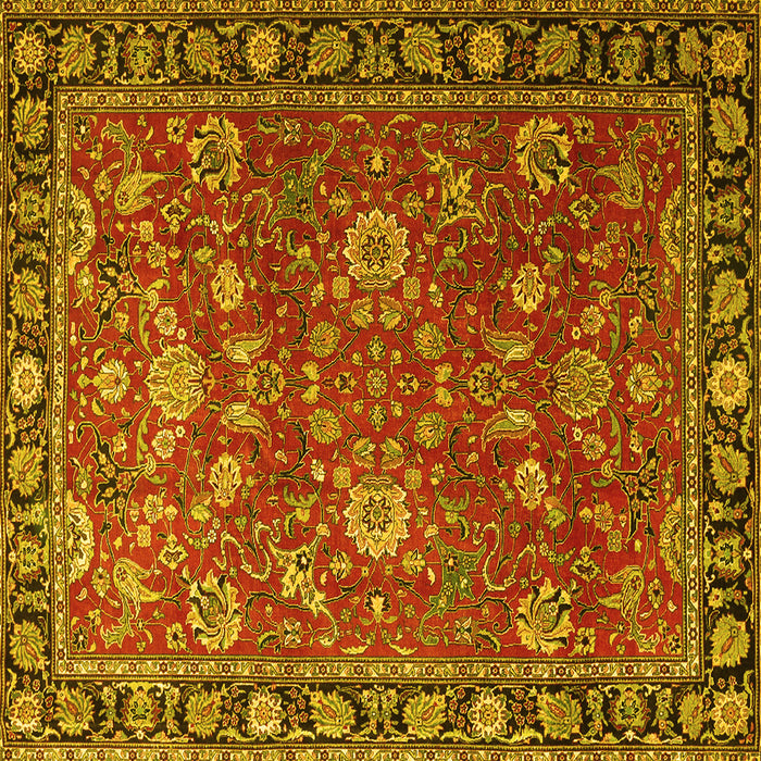 Square Machine Washable Persian Yellow Traditional Rug, wshtr1078yw