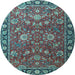 Round Persian Light Blue Traditional Rug, tr1078lblu