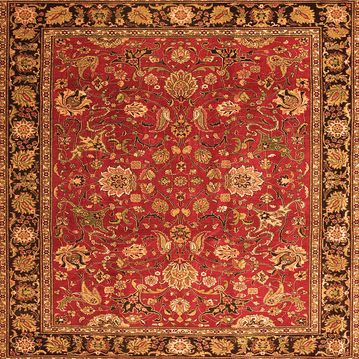 Round Machine Washable Persian Orange Traditional Area Rugs, wshtr1078org