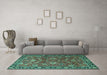 Machine Washable Persian Turquoise Traditional Area Rugs in a Living Room,, wshtr1078turq