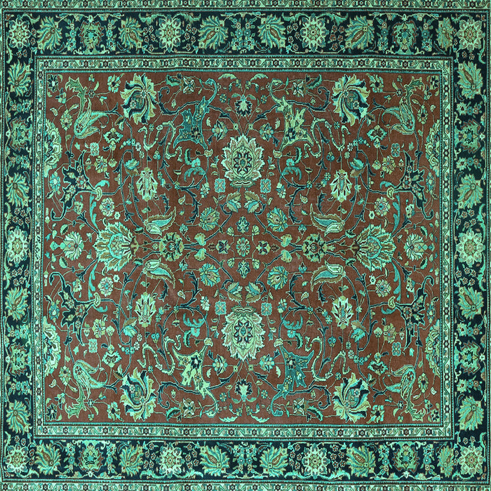 Square Persian Turquoise Traditional Rug, tr1078turq