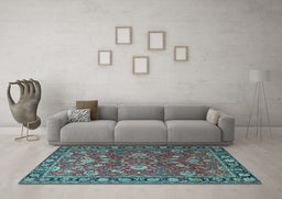 Machine Washable Persian Light Blue Traditional Rug in a Living Room, wshtr1078lblu