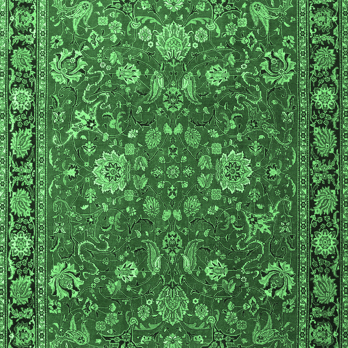 Machine Washable Persian Emerald Green Traditional Area Rugs, wshtr1078emgrn