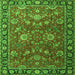 Round Machine Washable Persian Green Traditional Area Rugs, wshtr1078grn