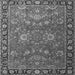 Round Machine Washable Persian Gray Traditional Rug, wshtr1078gry