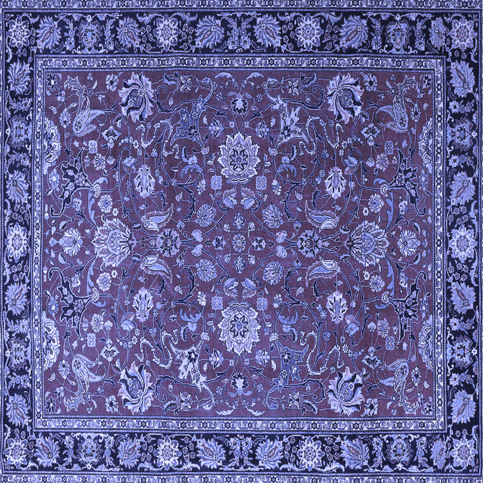 Square Machine Washable Persian Blue Traditional Rug, wshtr1078blu
