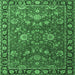 Square Machine Washable Persian Emerald Green Traditional Area Rugs, wshtr1078emgrn