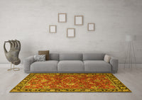 Machine Washable Persian Yellow Traditional Rug, wshtr1078yw