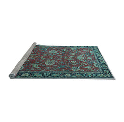 Sideview of Machine Washable Persian Light Blue Traditional Rug, wshtr1078lblu
