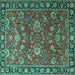 Square Machine Washable Persian Turquoise Traditional Area Rugs, wshtr1078turq