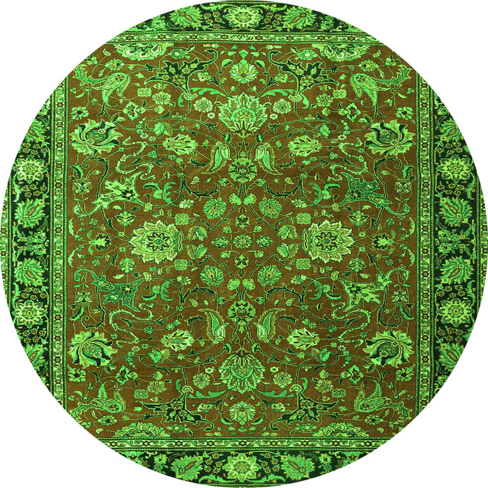 Square Persian Green Traditional Rug, tr1078grn