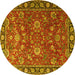 Round Persian Yellow Traditional Rug, tr1078yw