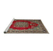 Sideview of Machine Washable Traditional Saffron Red Rug, wshtr1079